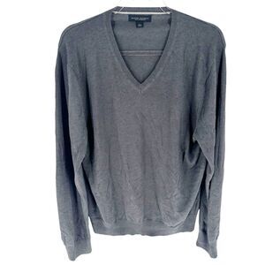 Banana Republic Sweater Mens L Gray Silk Cashmere V Neck Pullover Preppy Classic